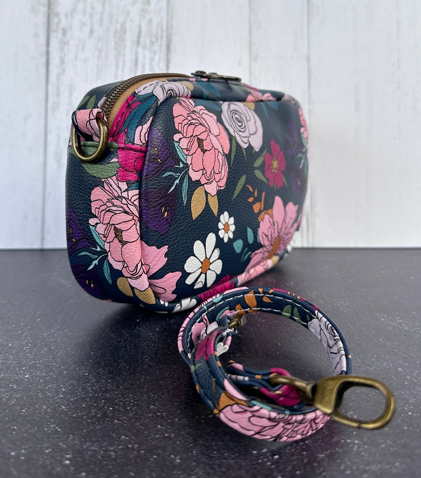 Floral Faux Leather - Tiny Cata Handbag