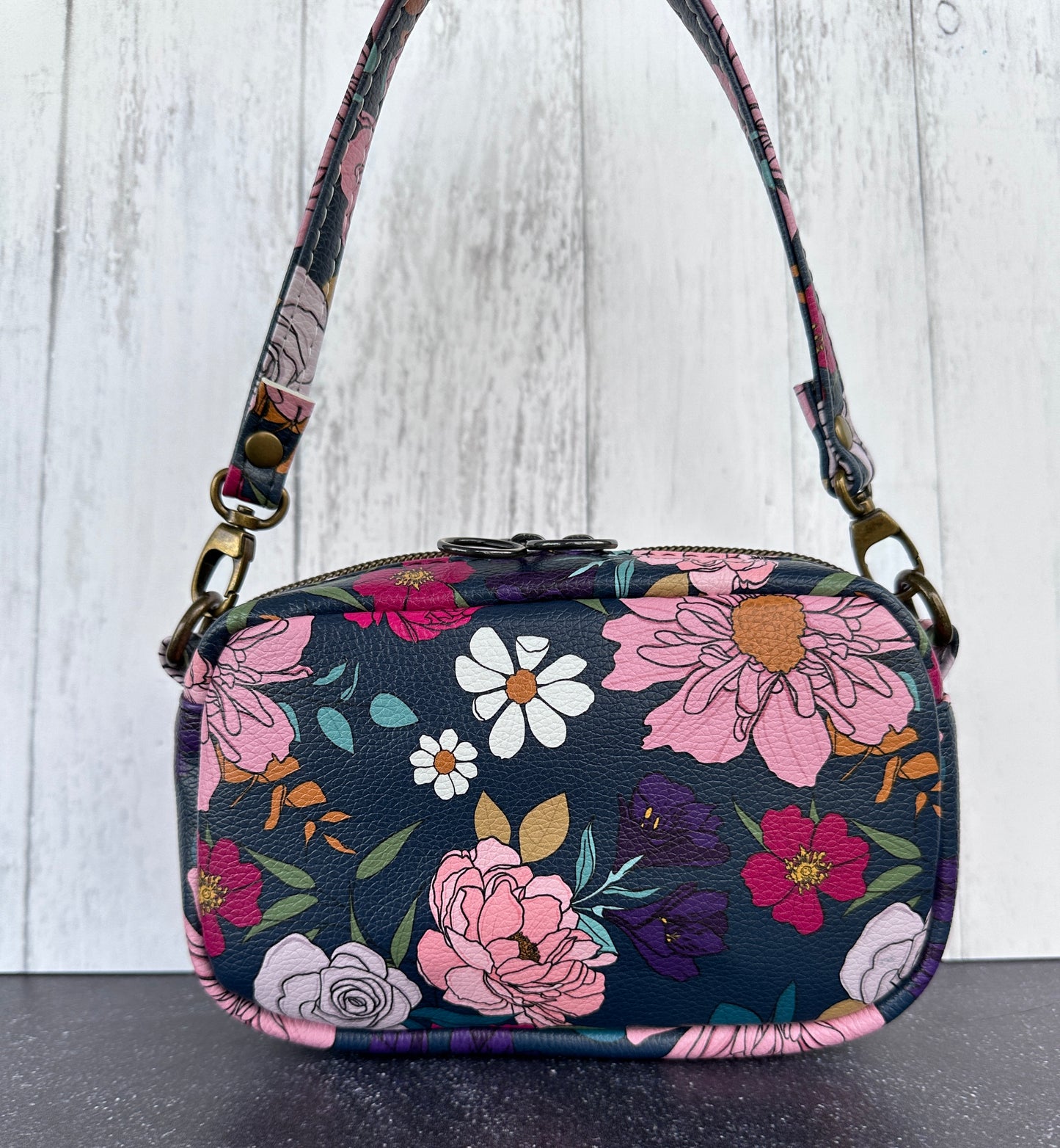 Floral Faux Leather - Tiny Cata Handbag