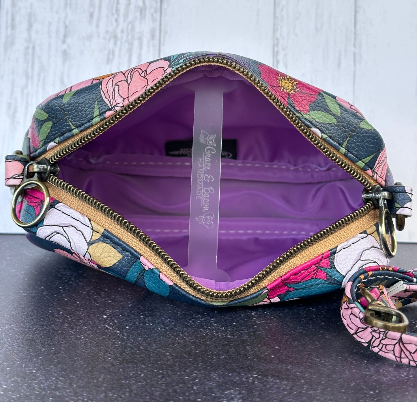 Floral Faux Leather - Tiny Cata Handbag