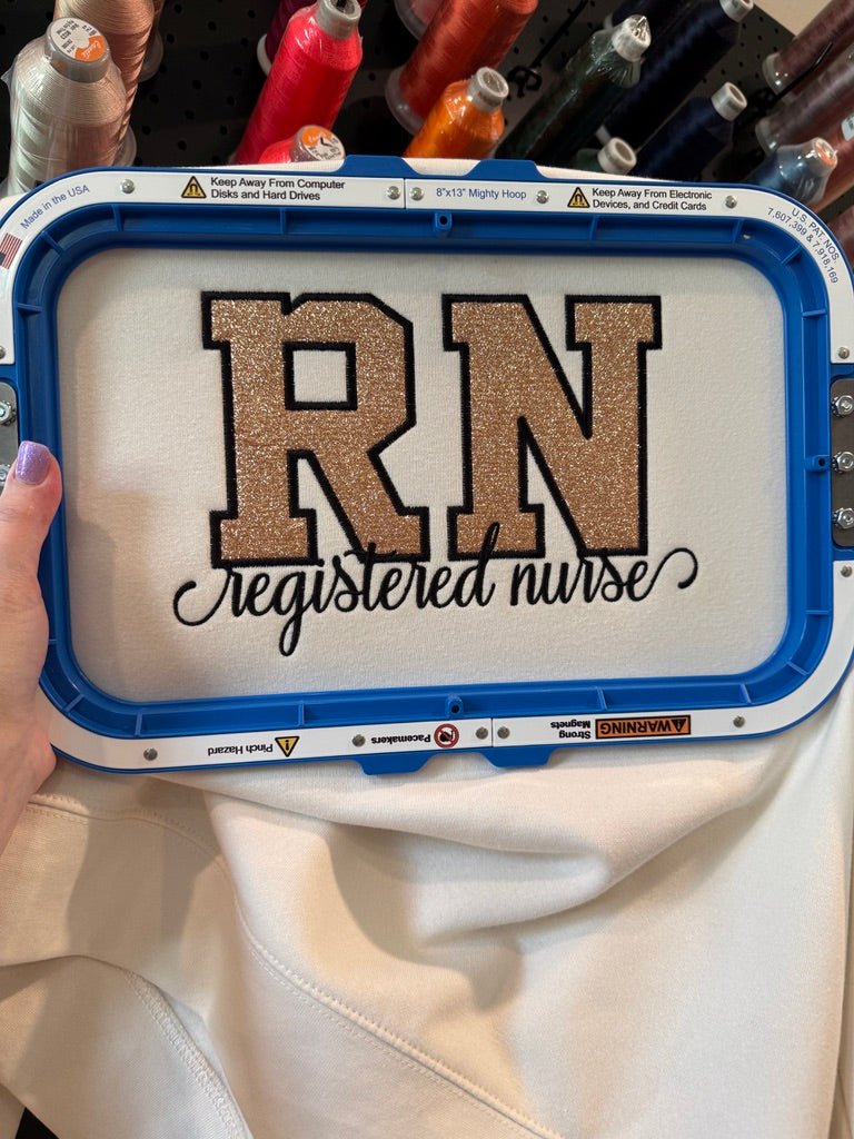 RN Embroidered Glitter HTV Sweatshirt