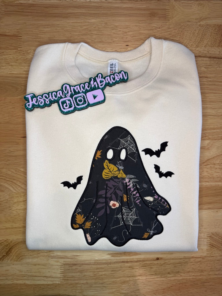 Midnight Garden Ghost Embroidered Sweatshirt