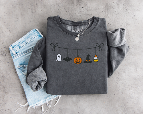 Halloween Banner Embroidered Crewneck Sweater