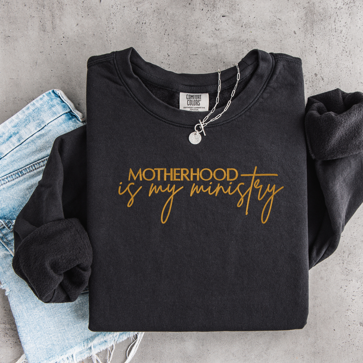 Motherhood Is My Ministry Embroidered Sweatshirt