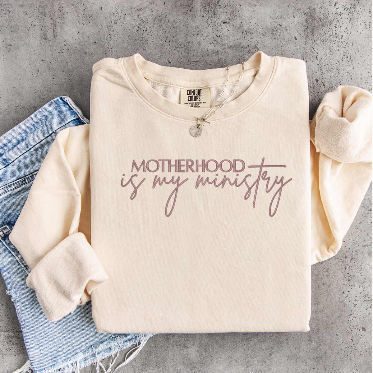 Motherhood Is My Ministry Embroidered Sweatshirt
