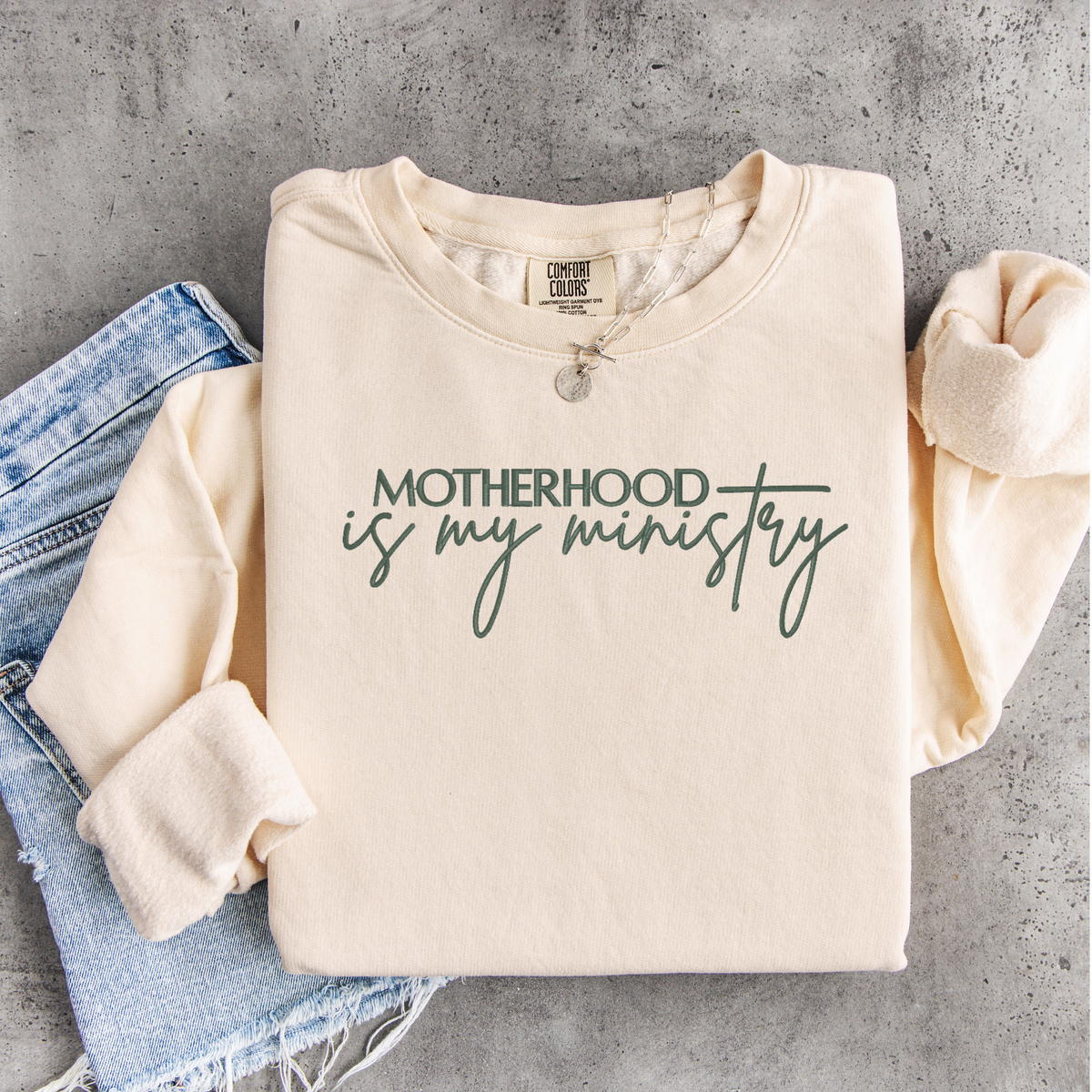 Motherhood Is My Ministry Embroidered Sweatshirt