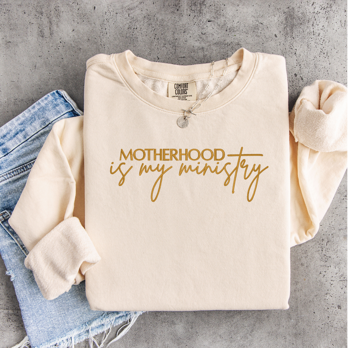 Motherhood Is My Ministry Embroidered Sweatshirt