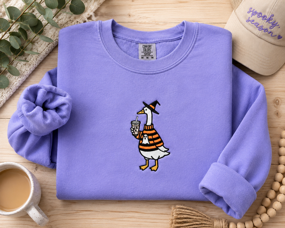 Witchy Goose Embroidered Sweatshirt